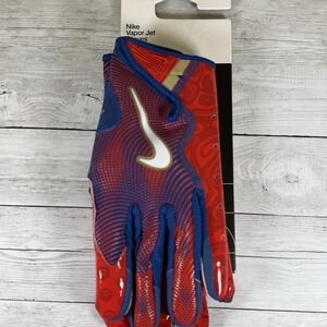 Nike Vapor Jet 8.0 Energy Football Gloves Adult Size L Blue/Red/Gold NWT